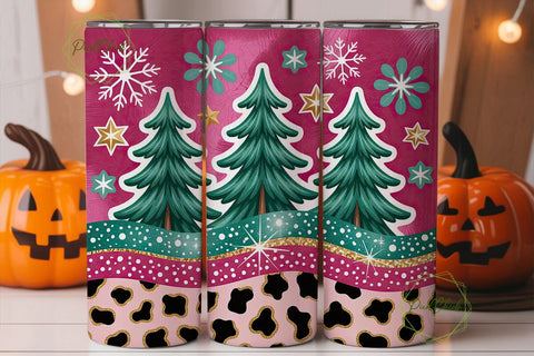 Pink & Teal Christmas 20oz Tumbler Sublimation PixelChick 