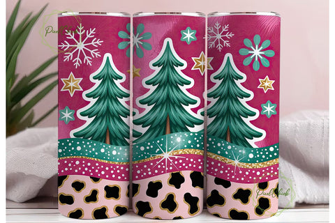 Pink & Teal Christmas 20oz Tumbler Sublimation PixelChick 