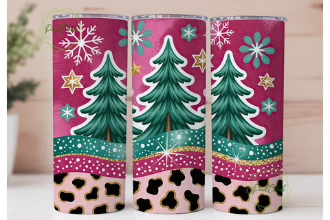 Pink & Teal Christmas 20oz Tumbler Sublimation PixelChick 