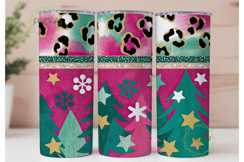 Pink & Teal Christmas 20oz Tumbler Sublimation PixelChick 