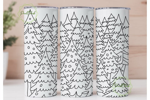 Pink & Teal Christmas Trees 20oz Tumbler Sublimation PixelChick 