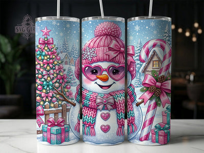 Pink Teal Glitter Snowman 20oz Tumbler, Pink Teal Snowman, Glitter Snowman, Snowman Tumbler, 20oz Tumbler Wrap, Christmas Tumbler, Pink Christmas, Teal Snowman PNG Sublimation SvggirlplusArt 