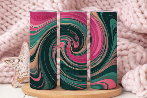 Pink Teal Gold Marble 20oz Tumbler Wrap Sublimation DesignSVG 