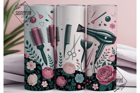 Pink Teal Hairstylist 20oz Tumbler Wrap Sublimation sassyprint 