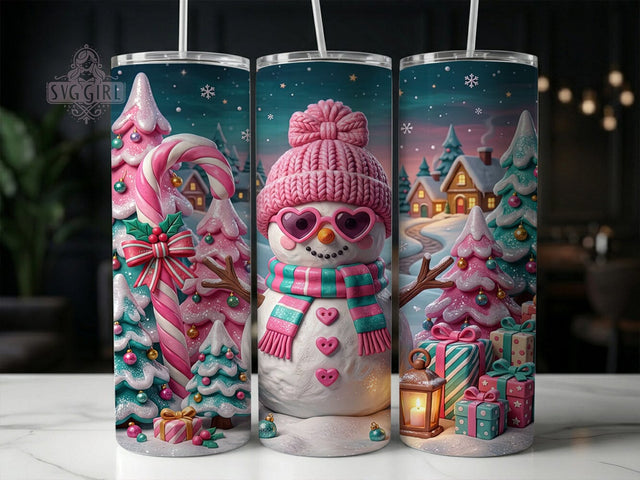 Pink Teal Snowman 20oz Tumbler, Pink Teal Snowman, Teal Snowman Tumbler, Pink Snowman Tumbler, Snowman Tumbler Wrap, Teal Snowman PNG, Pink Snowman PNG, Winter Snowman PNG Sublimation SvggirlplusArt 