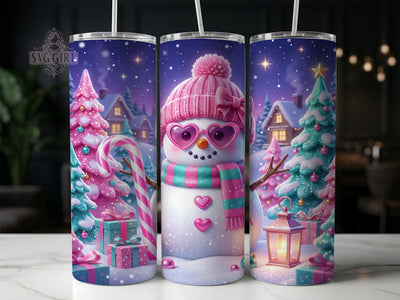 Pink Teal Snowman 20oz Tumbler, Pink Teal Snowman, Teal Snowman Tumbler, Pink Snowman Tumbler, Snowman Tumbler Wrap, Teal Snowman PNG, Pink Snowman PNG, Winter Snowman PNG Sublimation SvggirlplusArt 
