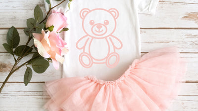Pink Teddy Bear SVG | Cute Baby Shower Design | Nursery Bear Cut File | Cricut Silhouette Compatible SVG So Fontsy VIP Design Shop 