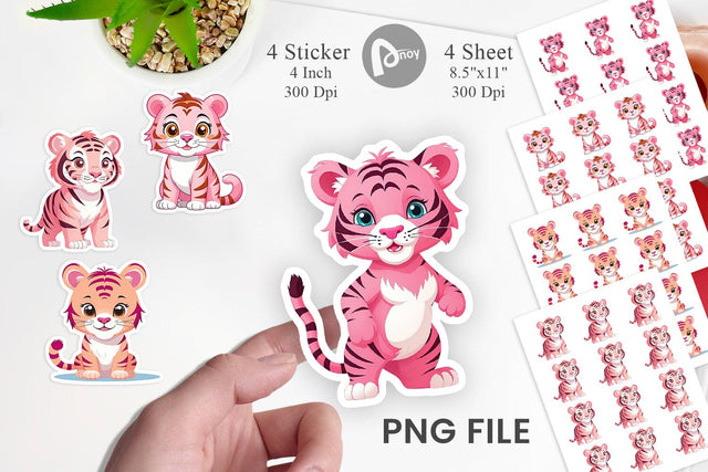 Pink Tiger Valentine Sticker Sublimation artnoy 