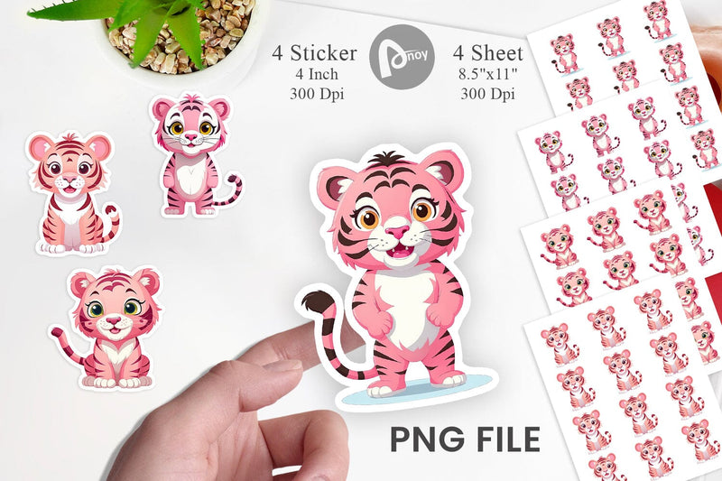 Pink Tiger Valentine Sticker Sublimation artnoy 