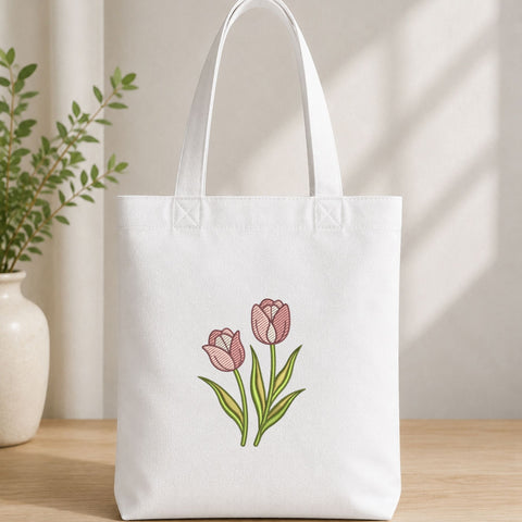 Pink Tulip Flowers Machine Embroidery Design – Spring Floral Botanical Embroidery File Embroidery/Applique DESIGNS PatternFeed8 