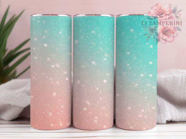 Pink Turquoise Ombre Glitter Tumbler, Turquoise Ombre Wrap, Sparkle Sublimation Design, Glam Glitter Cup, Shimmer Tumbler Wrap, Glitter Ombre Mug, Stylish Glitter Drinkware Sublimation Li Zamperini 
