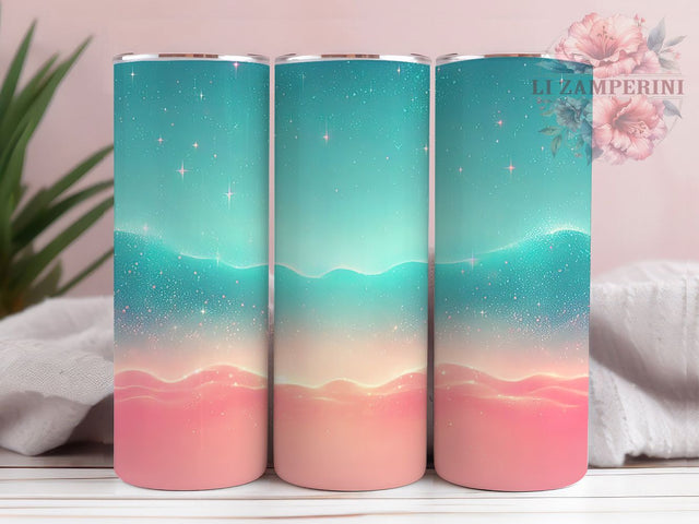 Pink Turquoise Ombre Glitter Tumbler, Turquoise Ombre Wrap, Sparkle Sublimation Design, Glam Glitter Cup, Shimmer Tumbler Wrap, Glitter Ombre Mug, Stylish Glitter Drinkware Sublimation Li Zamperini 
