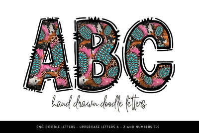 Pink Turquoise Western Doodle Letters Sublimation BijouBay 