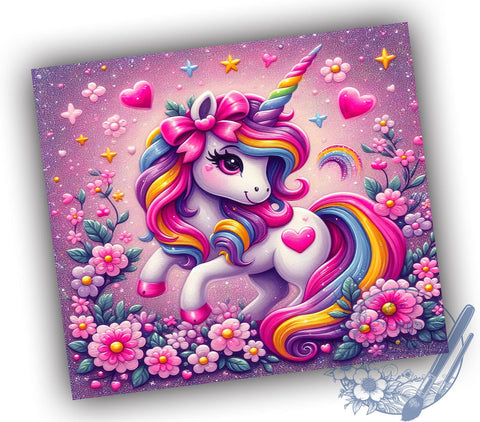 Pink Unicorn Tumbler, Glitter Tumbler Design, Cute Drinkware, Magical Unicorn Wrap, Sublimation PNG, Fantasy Gift, Personalized Tumbler, Kids Party Decor Sublimation ToriDesigns 