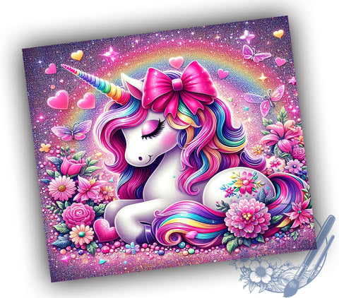 Pink Unicorn Tumbler, Glitter Tumbler Design, Cute Drinkware, Magical Unicorn Wrap, Sublimation PNG, Fantasy Gift, Personalized Tumbler, Kids Party Decor Sublimation ToriDesigns 