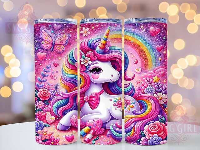 Pink Unicorn Tumbler, Unicorn Tumbler Wrap, Glitter Tumbler, 20oz Tumbler, PNG Sublimation Design, Cute Drinkware, Unicorn Gift, Glitter Drinkware Sublimation SvggirlplusArt 