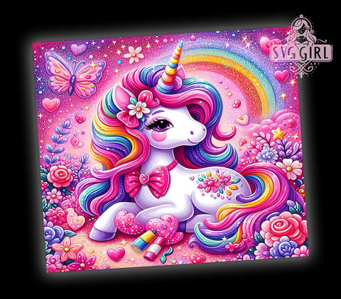 Pink Unicorn Tumbler, Unicorn Tumbler Wrap, Glitter Tumbler, 20oz Tumbler, PNG Sublimation Design, Cute Drinkware, Unicorn Gift, Glitter Drinkware Sublimation SvggirlplusArt 