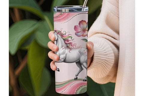 Pink Unicorn Tumbler Wrap Sublimation DesignSVG 