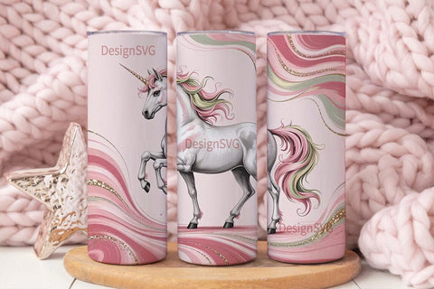 Pink Unicorn Tumbler Wrap Sublimation DesignSVG 