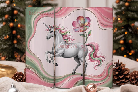 Pink Unicorn Tumbler Wrap Sublimation DesignSVG 