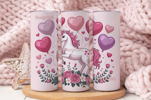 Pink Unicorn Valentine's Tumbler Wrap Sublimation DesignSVG 