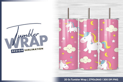 Pink unicorns clouds and stars seamless pattern Sublimation Regulrcrative 