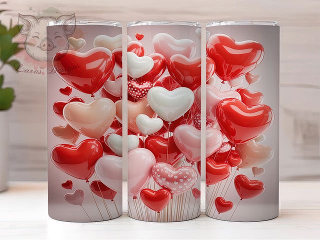 Pink Valentine Balloon Tumbler, Heart Balloon, Love Tumbler, Romantic Wrap, Pink Valentine, 20oz Tumbler, Sublimation Design Sublimation Lara' s Designs 