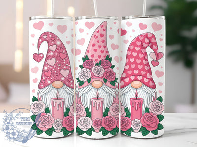 Pink Valentine Gnome Tumbler, Valentine Theme, Cute Wrap, Sublimation Art, 20oz Tumbler, Love Design, Festive Pattern Sublimation ToriDesigns 