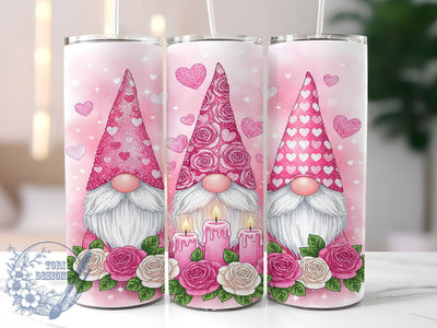Pink Valentine Gnome Tumbler, Valentine Theme, Cute Wrap, Sublimation Art, 20oz Tumbler, Love Design, Festive Pattern Sublimation ToriDesigns 