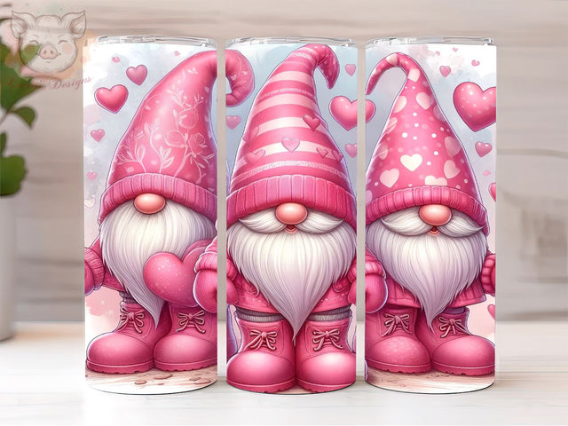 Pink Valentine Gnomes 20oz Tumbler Wrap, Gnomes PNG Downloads, 20oz Tumbler Png, Sublimation Design, Digital, Digital Download PNG Sublimation Lara' s Designs 