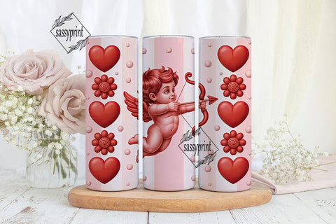 Pink Valentine Love Hearts Tumbler Wrap Sublimation sassyprint 