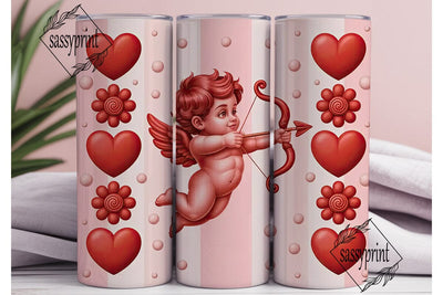 Pink Valentine Love Hearts Tumbler Wrap Sublimation sassyprint 