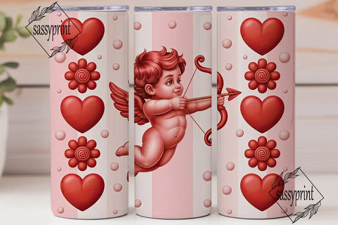 Pink Valentine Love Hearts Tumbler Wrap Sublimation sassyprint 