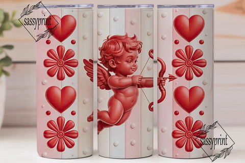 Pink Valentine Love Hearts Tumbler Wrap Sublimation sassyprint 
