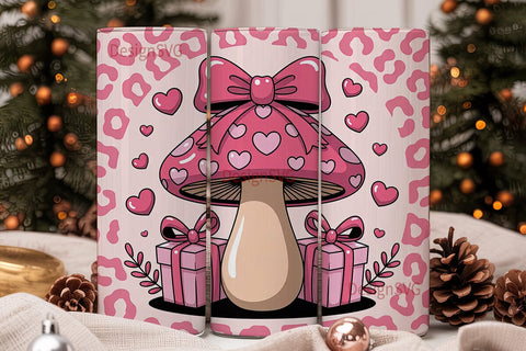 Pink Valentine Mushroom 20oz Tumbler Sublimation DesignSVG 