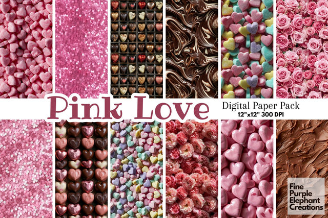 Pink Valentine Textures Digital Paper Digital Pattern Fine Purple Elephant Creations 