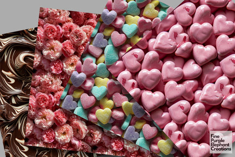 Pink Valentine Textures Digital Paper Digital Pattern Fine Purple Elephant Creations 