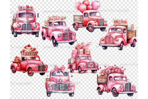 Pink Valentine Truck Clipart | Love Clipart Bundle SVG GlamArtZhanna 
