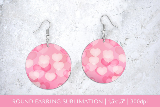 Pink Valentines earring sublimation. hearts round earrings Sublimation LaBelezoka 