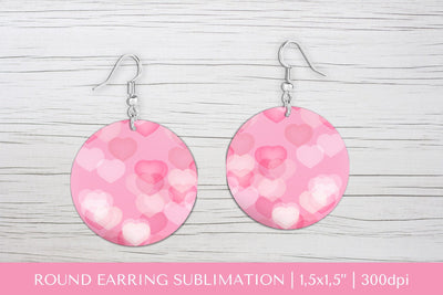 Pink Valentines earrings sublimation. Hearts round earring SVG LaBelezoka 