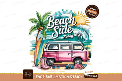 Pink Van Beach Vacation Sublimation Design Sublimation Designangry 