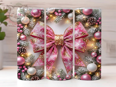 Pink Velvet Christmas Bow 20oz Tumbler, Pink Velvet Bow, Velvet Christmas Bow, Christmas Bow PNG, Pink Bow Tumbler, Velvet Bow Tumbler, Bow Tumbler Wrap, 20oz Tumbler Wrap Sublimation Lara' s Designs 