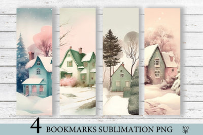 Pink Village Watercolor Bookmark Sublimation PNG Sublimation Olga Terlyanskaya 