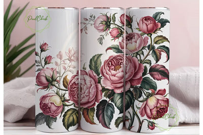 Pink Vintage Floral 20oz Tumbler Wrap Sublimation PixelChick 