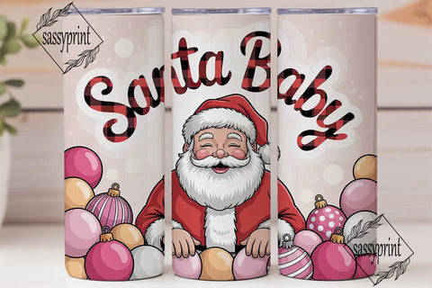 Pink Vintage Santa 20oz Tumbler Wrap Sublimation sassyprint 