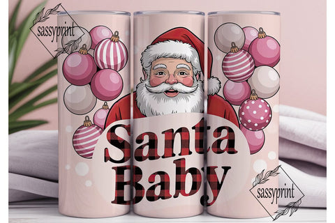 Pink Vintage Santa 20oz Tumbler Wrap Sublimation sassyprint 