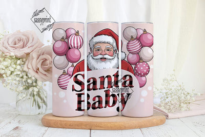 Pink Vintage Santa 20oz Tumbler Wrap Sublimation sassyprint 