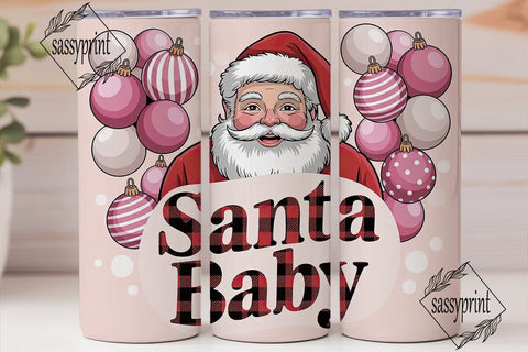 Pink Vintage Santa 20oz Tumbler Wrap Sublimation sassyprint 