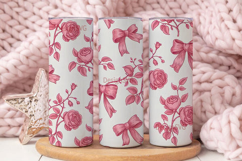 Pink Vintage Toile 20oz Tumbler Wrap Sublimation DesignSVG 