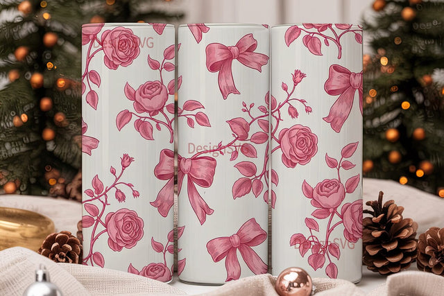 Pink Vintage Toile 20oz Tumbler Wrap Sublimation DesignSVG 